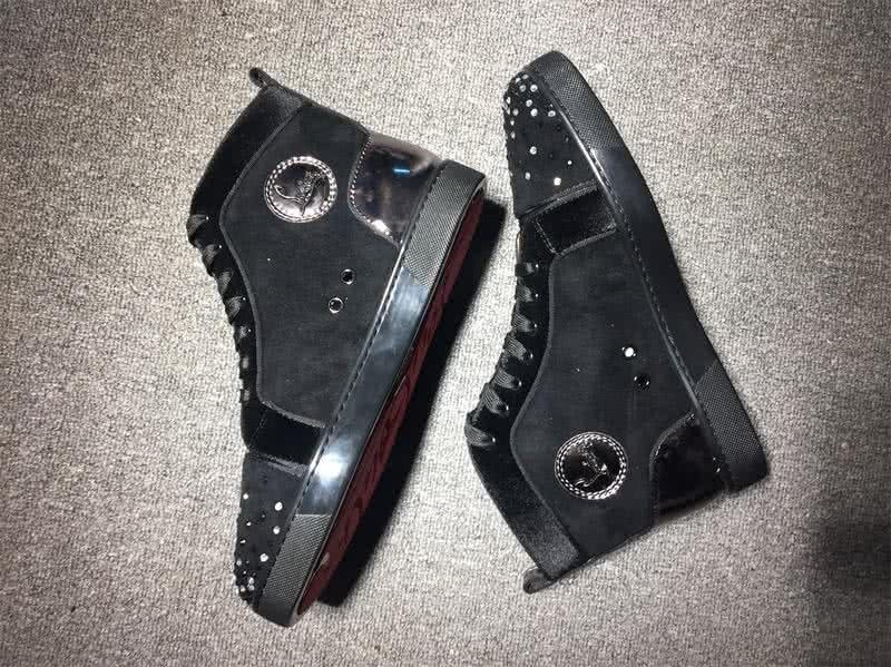 Christian Louboutin High Top Suede All Black And Rhinestones On Toe Cap 6