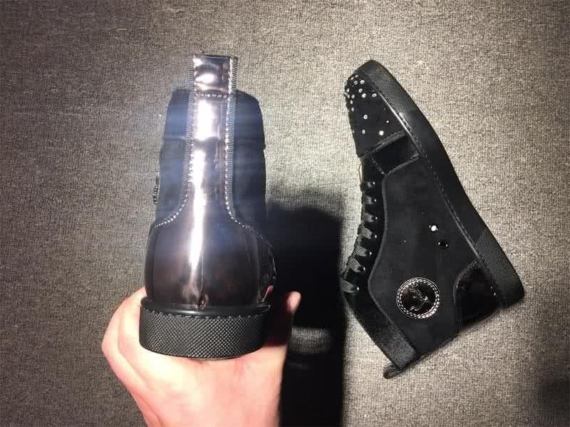 Christian Louboutin High Top Suede All Black And Rhinestones On Toe Cap 9