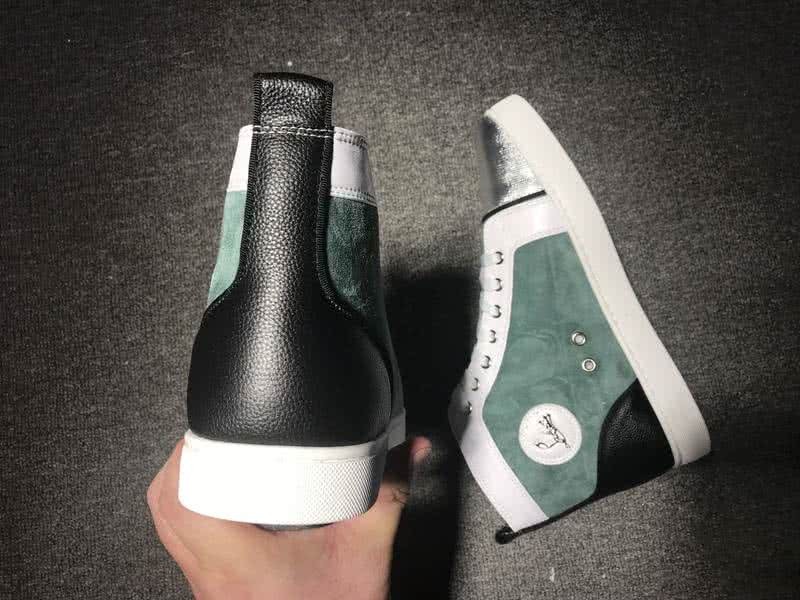 Christian Louboutin High Top Suede Green And Silver Black Patent Leather 8