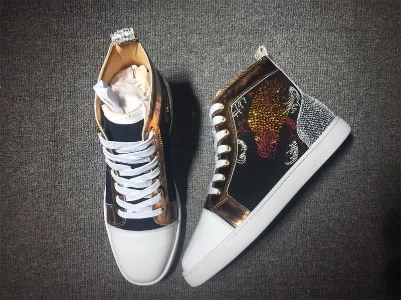 Christian Louboutin High Top Suede Black White Silver 3