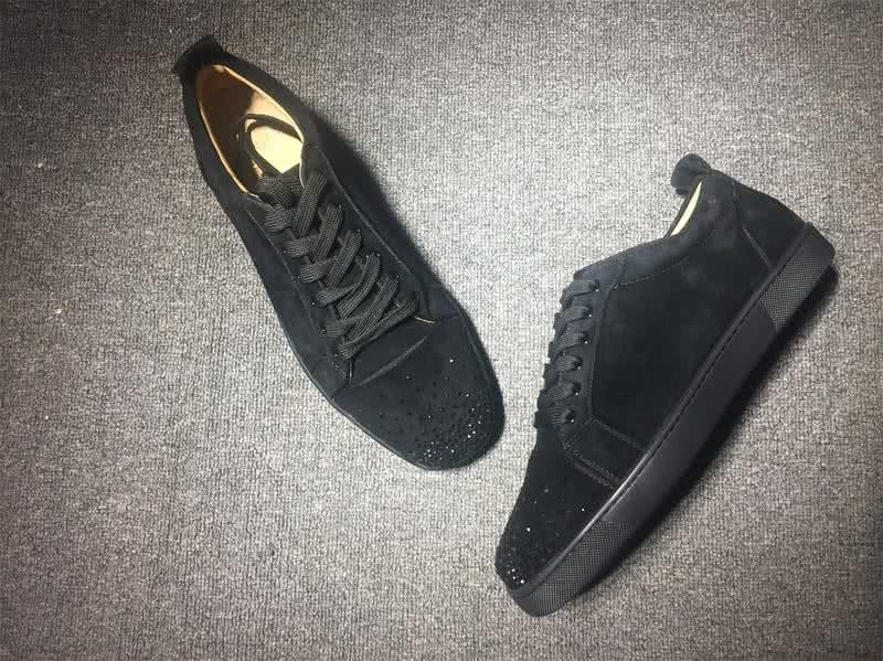 Christian Louboutin Low Top Lace-up Black Suede Rhinestone 4