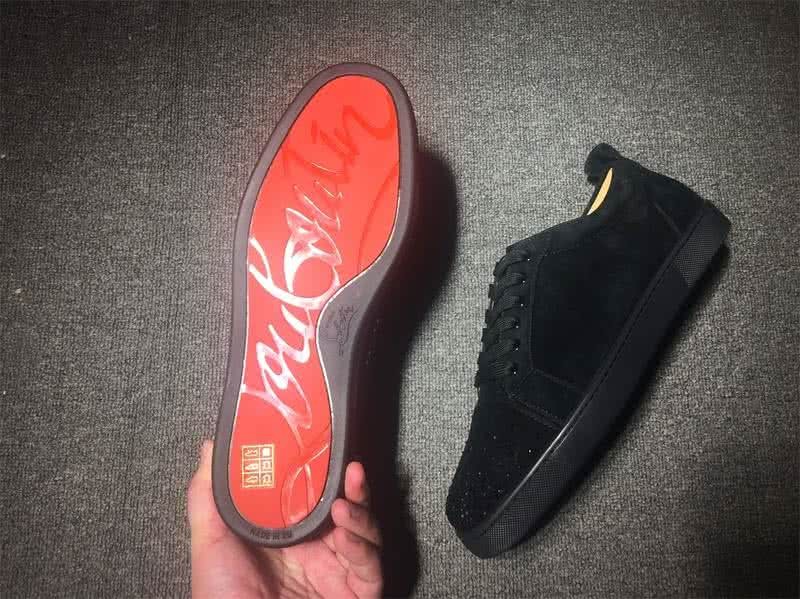 Christian Louboutin Low Top Lace-up Black Suede Rhinestone 8