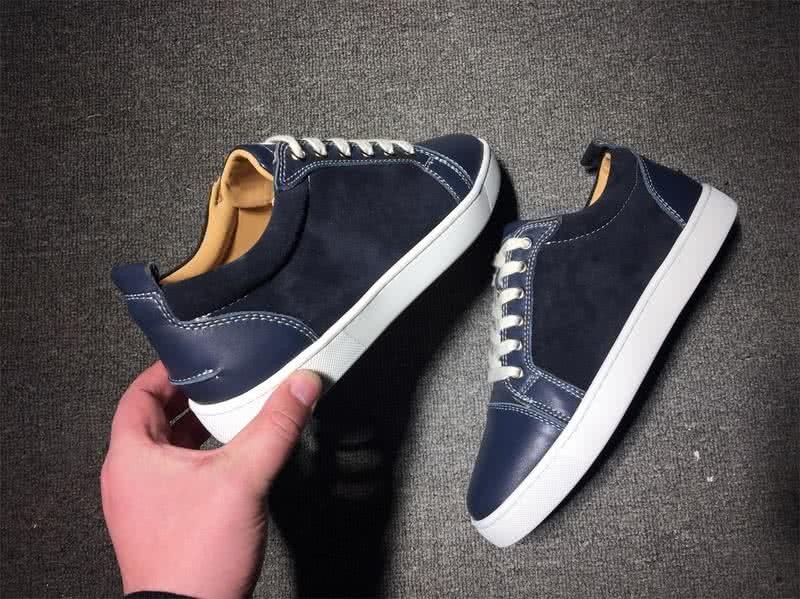Christian Louboutin Low Top Lace-up Dark Blue Leather 7