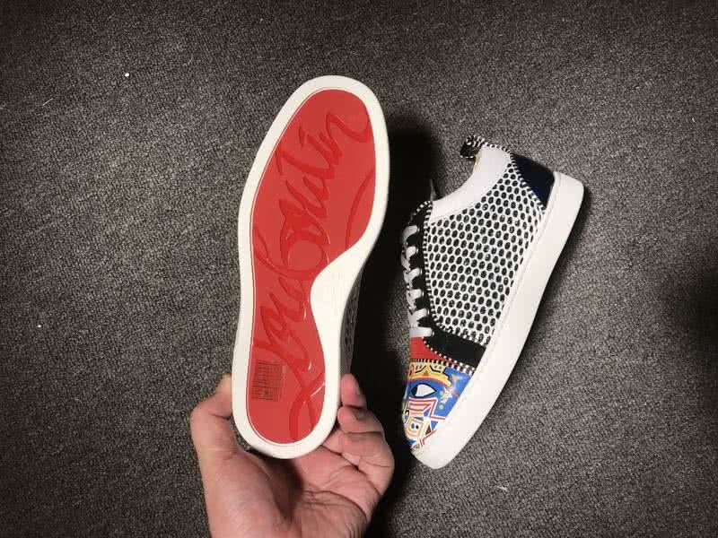 Christian Louboutin Low Top Lace-up White Meshes Black And Colored Paintings 3