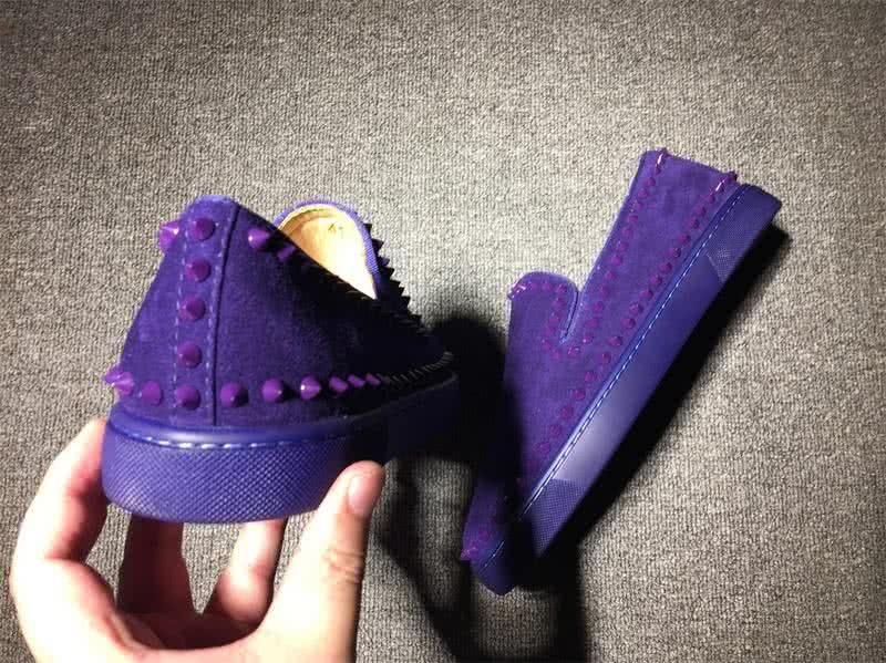 Christian Louboutin Low Top Rivets Along Brim Purple Suede 8