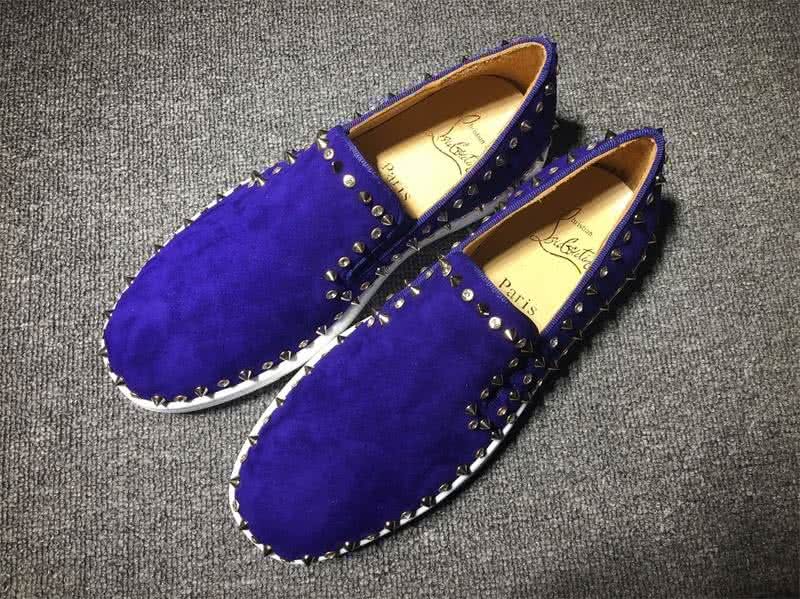 Christian Louboutin Low Top Rivets Along Brim Blue Suede 1