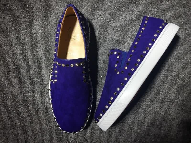 Christian Louboutin Low Top Rivets Along Brim Blue Suede 3
