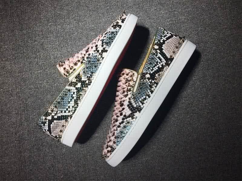 Christian Louboutin Low Top Rivets Pink Black White Fake Snakeskin 5