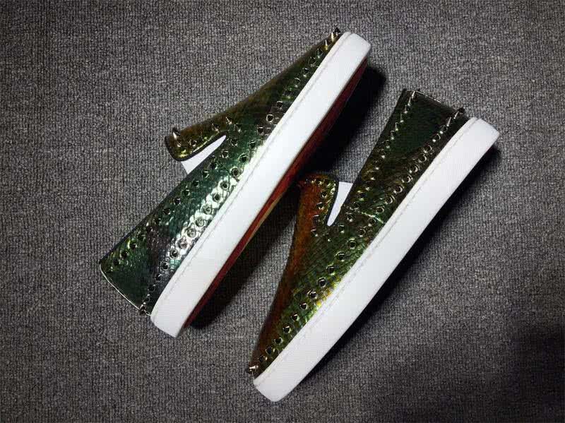 Christian Louboutin Low Top Rivets Golden Fake Snakeskin 5