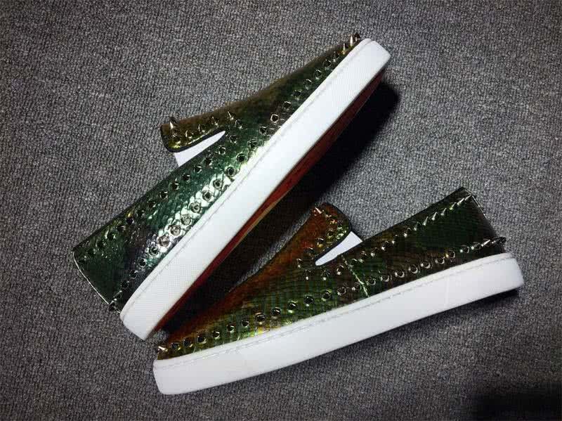 Christian Louboutin Low Top Rivets Golden Fake Snakeskin 8