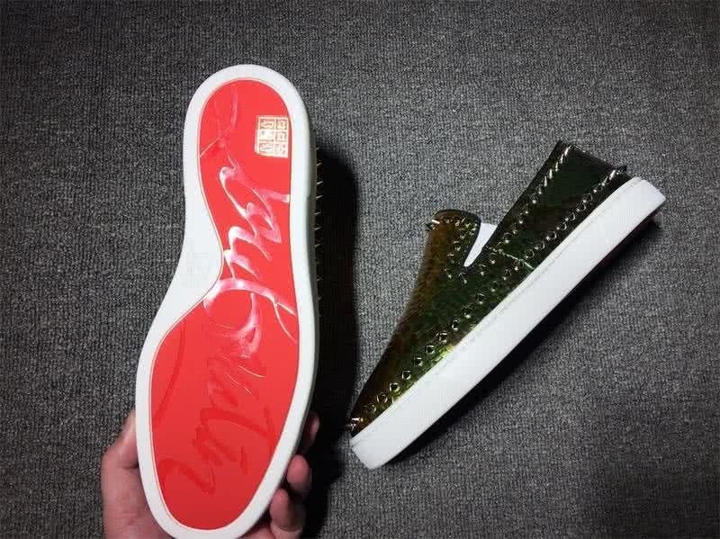 Christian Louboutin Low Top Rivets Golden Fake Snakeskin 9