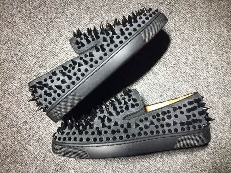 Christian Louboutin Low Top Black Suede Upper All Black Rivets 7