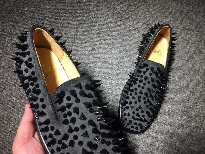 Christian Louboutin Low Top Black Suede Upper All Black Rivets 8