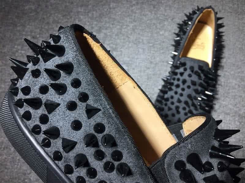 Christian Louboutin Low Top Black Suede Upper All Black Rivets 9