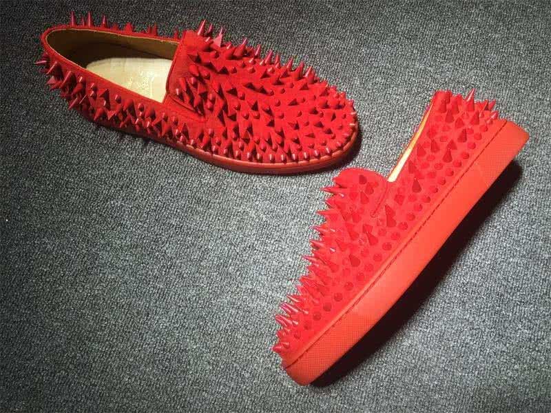 Christian Louboutin Low Top All Red Suede Upper And Red Rivets 8