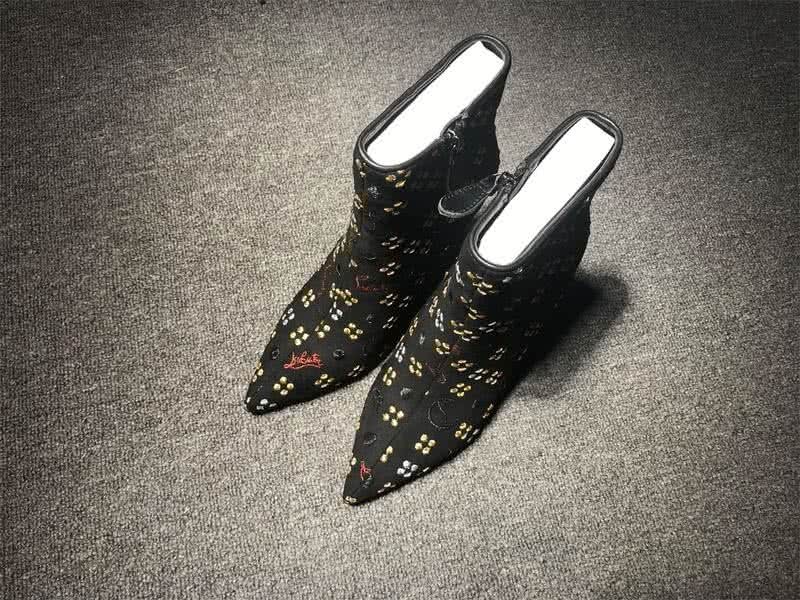 Christian Louboutin Women's Boots Black Suede And Embroidery High Heels 1