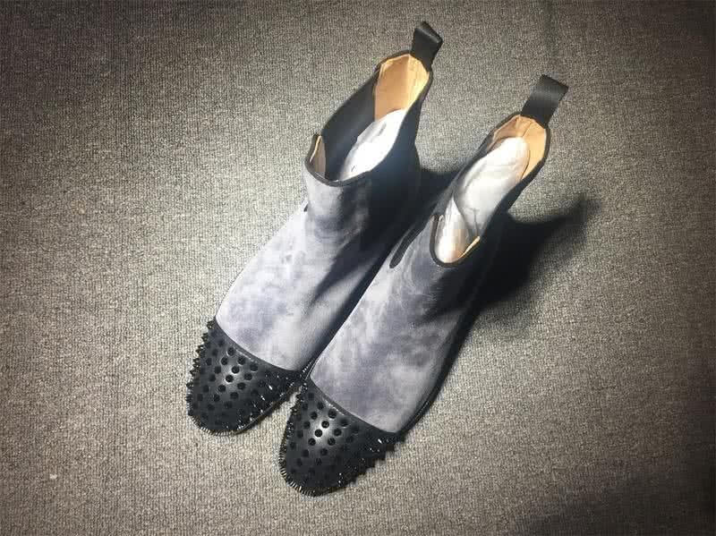 Christian Louboutin Men's Boots Grey Suede And Rivets On The Toe Cap 1