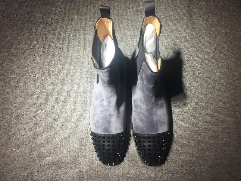 Christian Louboutin Men's Boots Grey Suede And Rivets On The Toe Cap 2