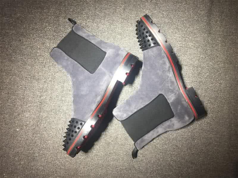 Christian Louboutin Men's Boots Grey Suede And Rivets On The Toe Cap 5
