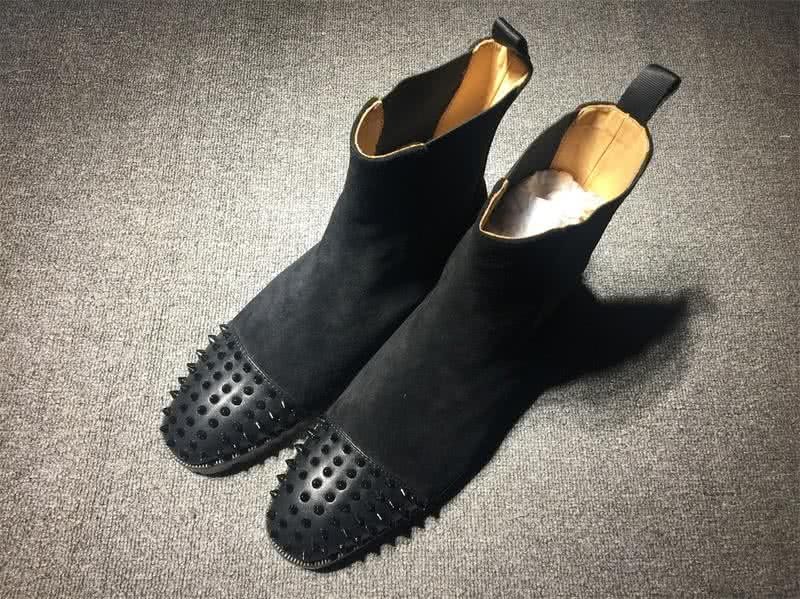 Christian Louboutin Men's Boots Black Suede And Rivets On The Toe Cap 1