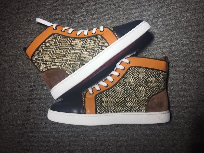 Christian Louboutin Cloth Sneaker Men/Women Black/Orange 9