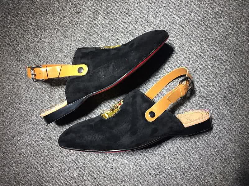 Christian Louboutin Women's Sandals Black Suede Khaki And Embroidery 8