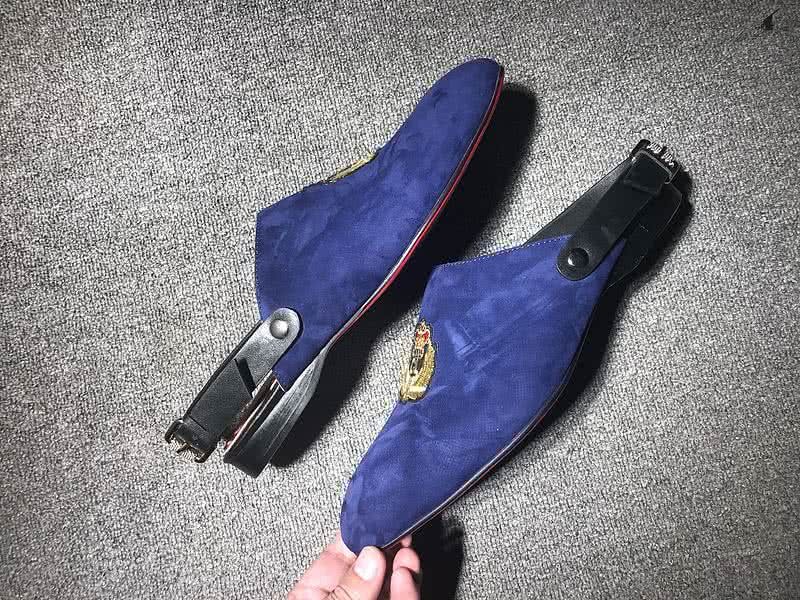 Christian Louboutin Women's Sandals Blue Suede And Embroidery 5