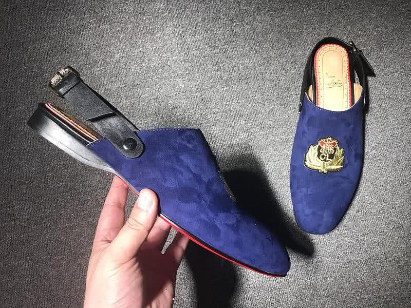 Christian Louboutin Women's Sandals Blue Suede And Embroidery 7