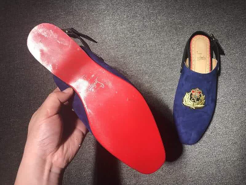 Christian Louboutin Women's Sandals Blue Suede And Embroidery 9