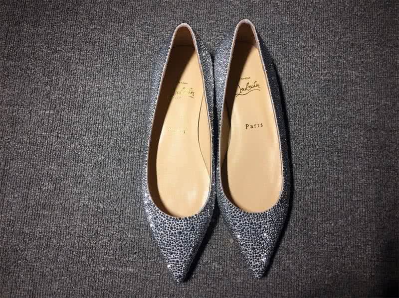 Christian Louboutin Women's Flats All Black Rhinestone And Silver Upper 2
