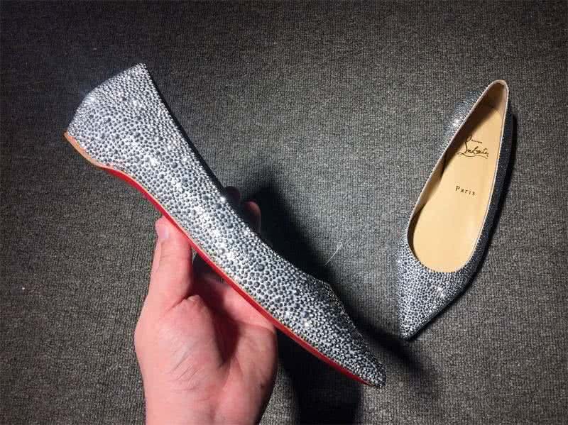 Christian Louboutin Women's Flats All Black Rhinestone And Silver Upper 5