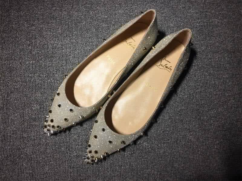 Christian Louboutin Women's Flats Grey Fabric And Rivets 1