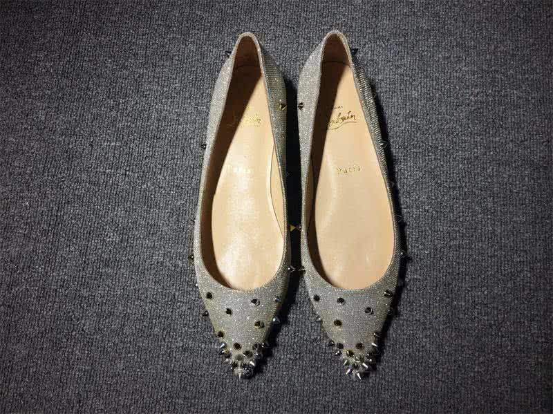 Christian Louboutin Women's Flats Grey Fabric And Rivets 2