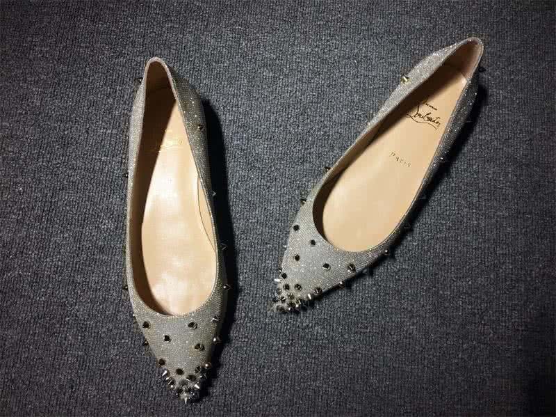 Christian Louboutin Women's Flats Grey Fabric And Rivets 3