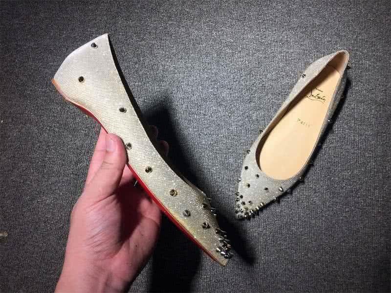 Christian Louboutin Women's Flats Grey Fabric And Rivets 6