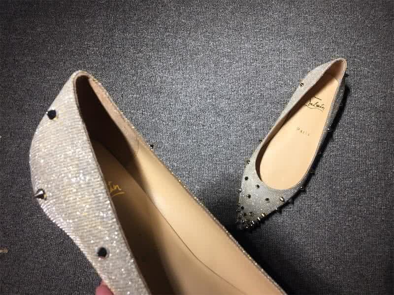 Christian Louboutin Women's Flats Grey Fabric And Rivets 5