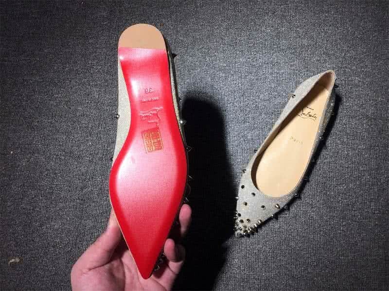 Christian Louboutin Women's Flats Grey Fabric And Rivets 7