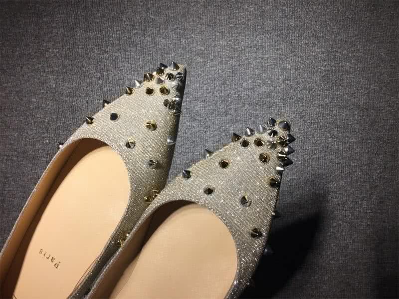 Christian Louboutin Women's Flats Grey Fabric And Rivets 8