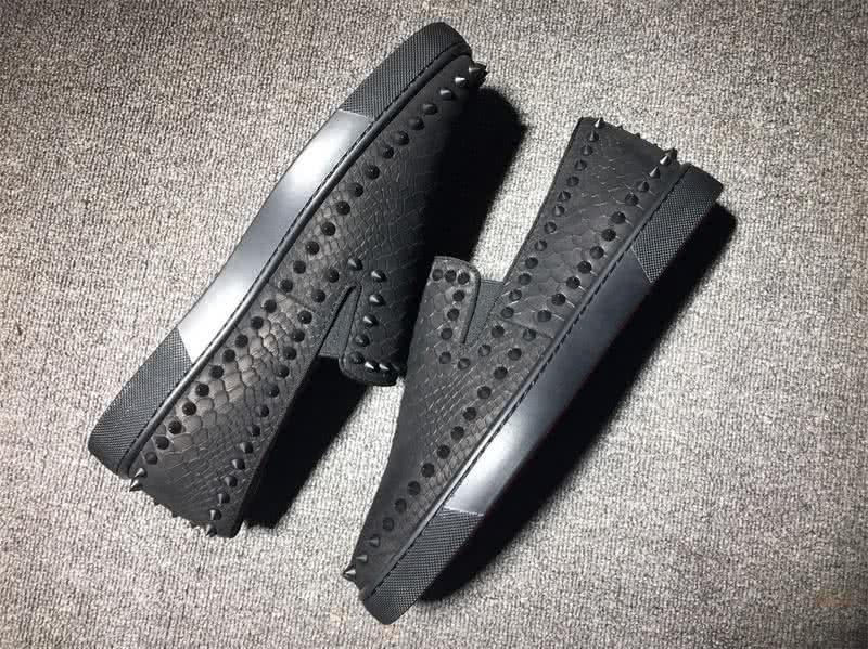 Christian Louboutin Low Top Rivets Black Fake Snakeskin 6