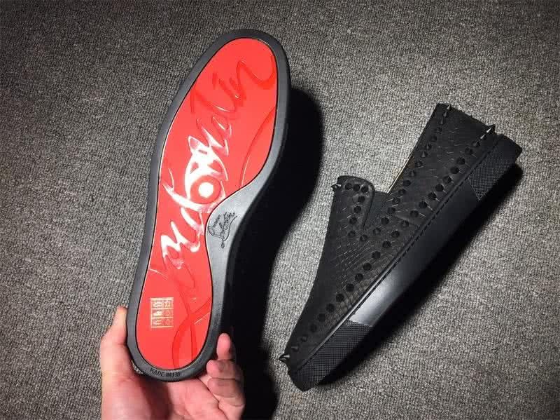 Christian Louboutin Low Top Rivets Black Fake Snakeskin 8
