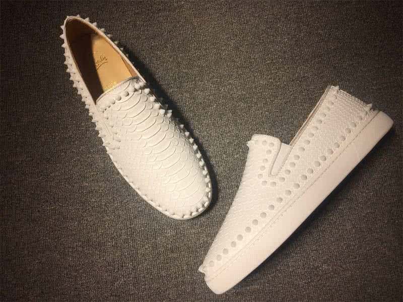Christian Louboutin Low Top Rivets White Fake Snakeskin 3