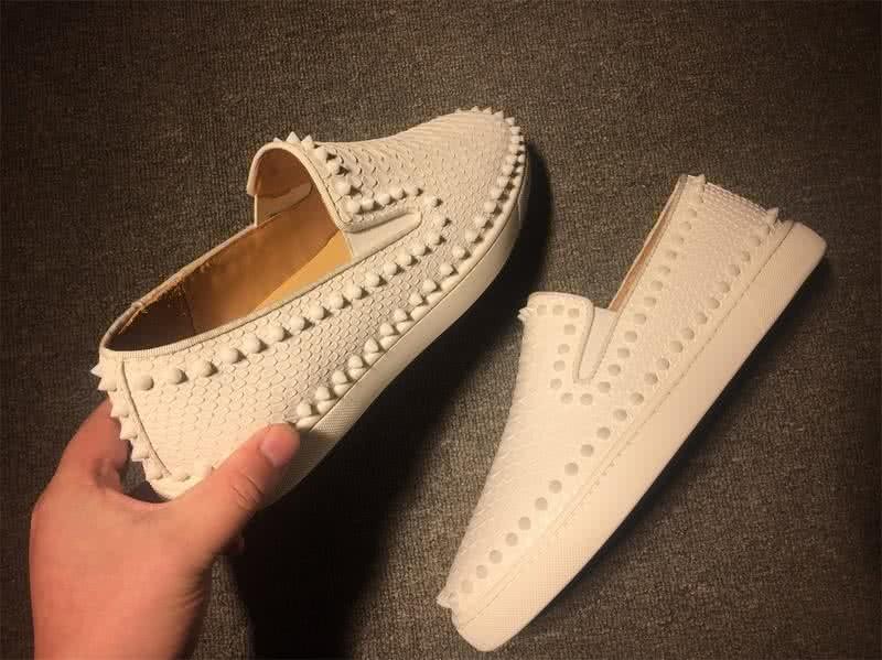 Christian Louboutin Low Top Rivets White Fake Snakeskin 6