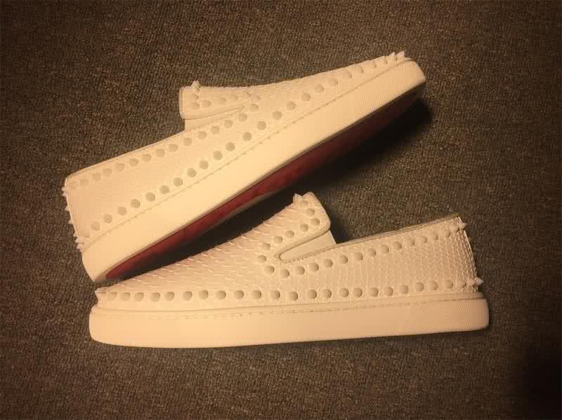 Christian Louboutin Low Top Rivets White Fake Snakeskin 7