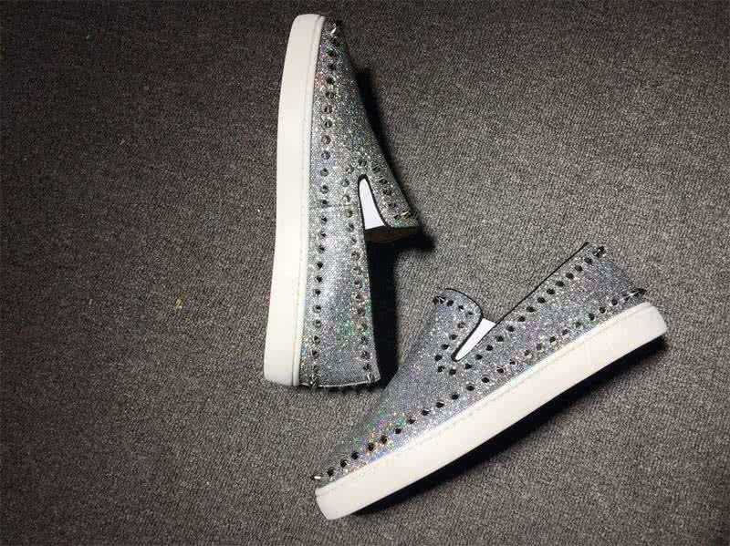 Christian Louboutin Low Top Rivets Silver Shiny 9