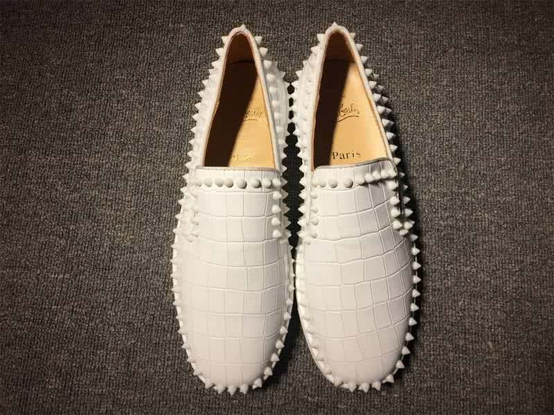 Christian Louboutin Low Top Rivets White Fake Crocodile 3