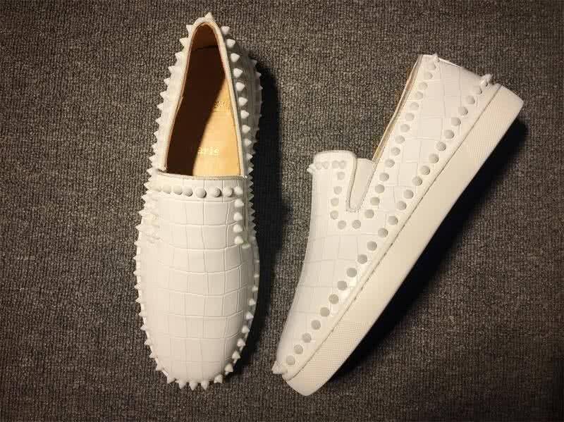 Christian Louboutin Low Top Rivets White Fake Crocodile 2