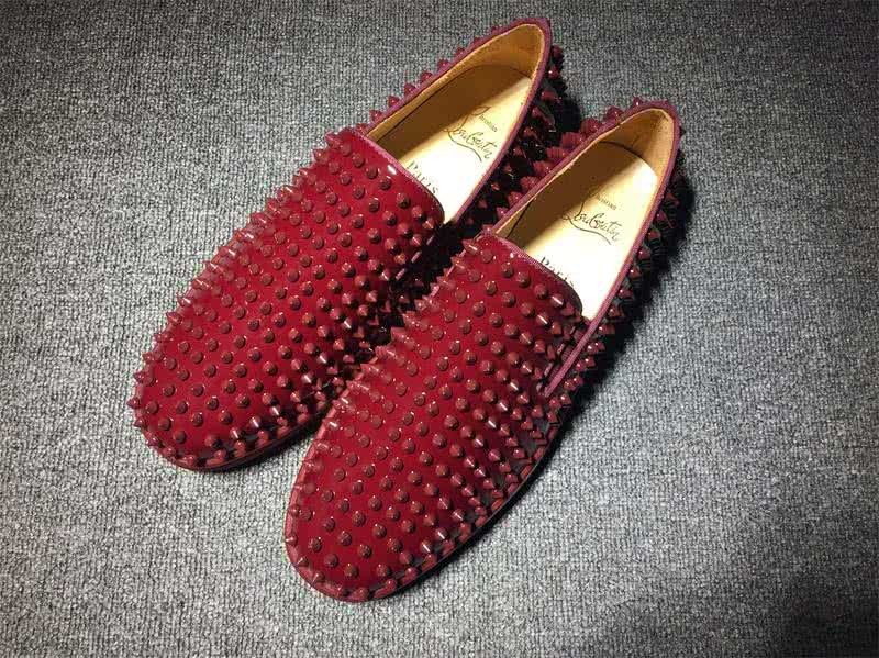 Christian Louboutin Low Top Dark Red Upper And Full Red Rivets 1