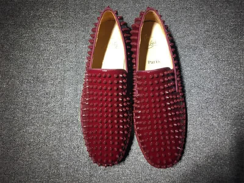Christian Louboutin Low Top Dark Red Upper And Full Red Rivets 3