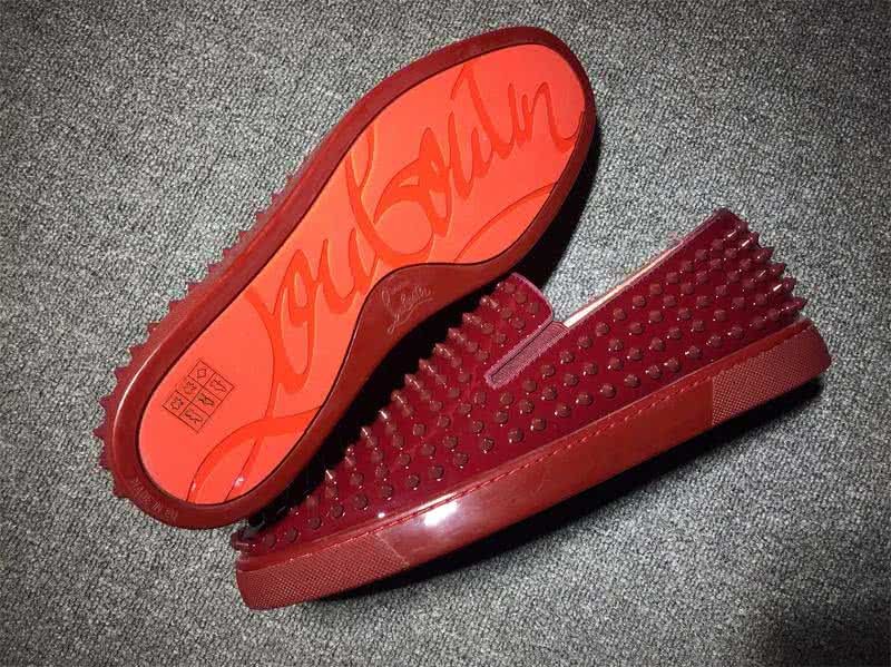 Christian Louboutin Low Top Dark Red Upper And Full Red Rivets 8