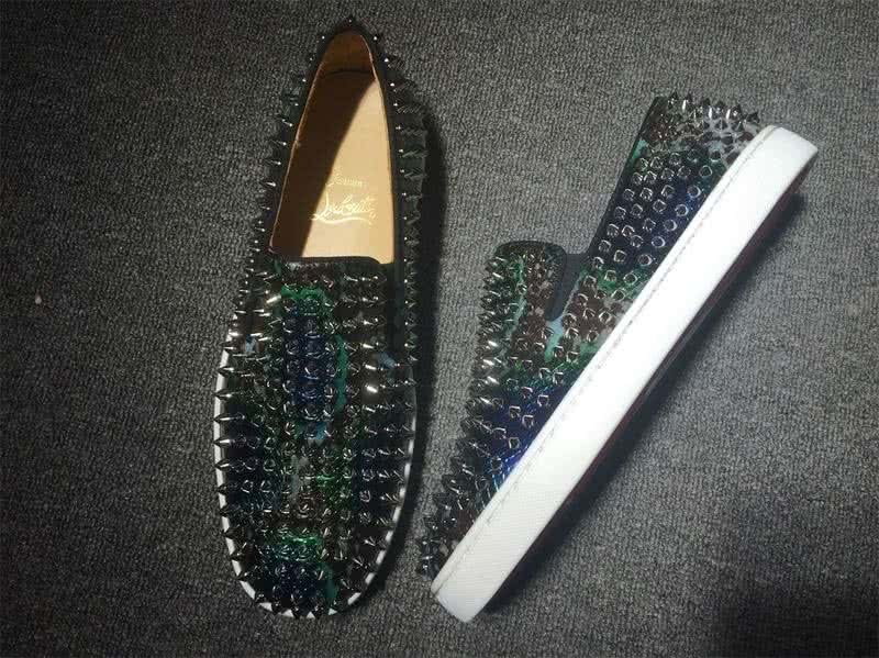 Christian Louboutin Low Top Full Black Rivets And Colorful Upper 3